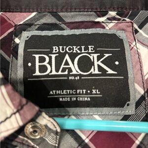 Buckle Black and Burgundy Plaid Shirt